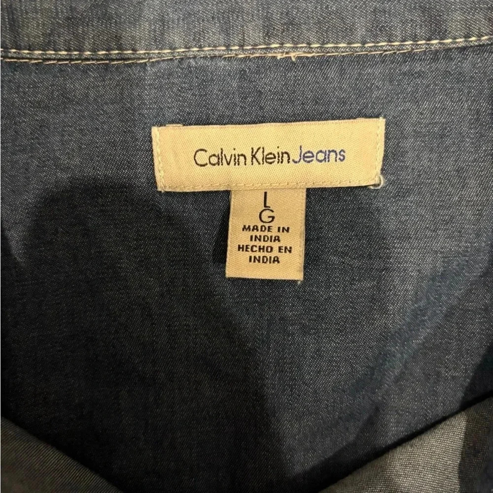 Vintage Calvin Klein Women’s Western Denim Snap Button Down Shirt Size Large - Picture 4 of 6